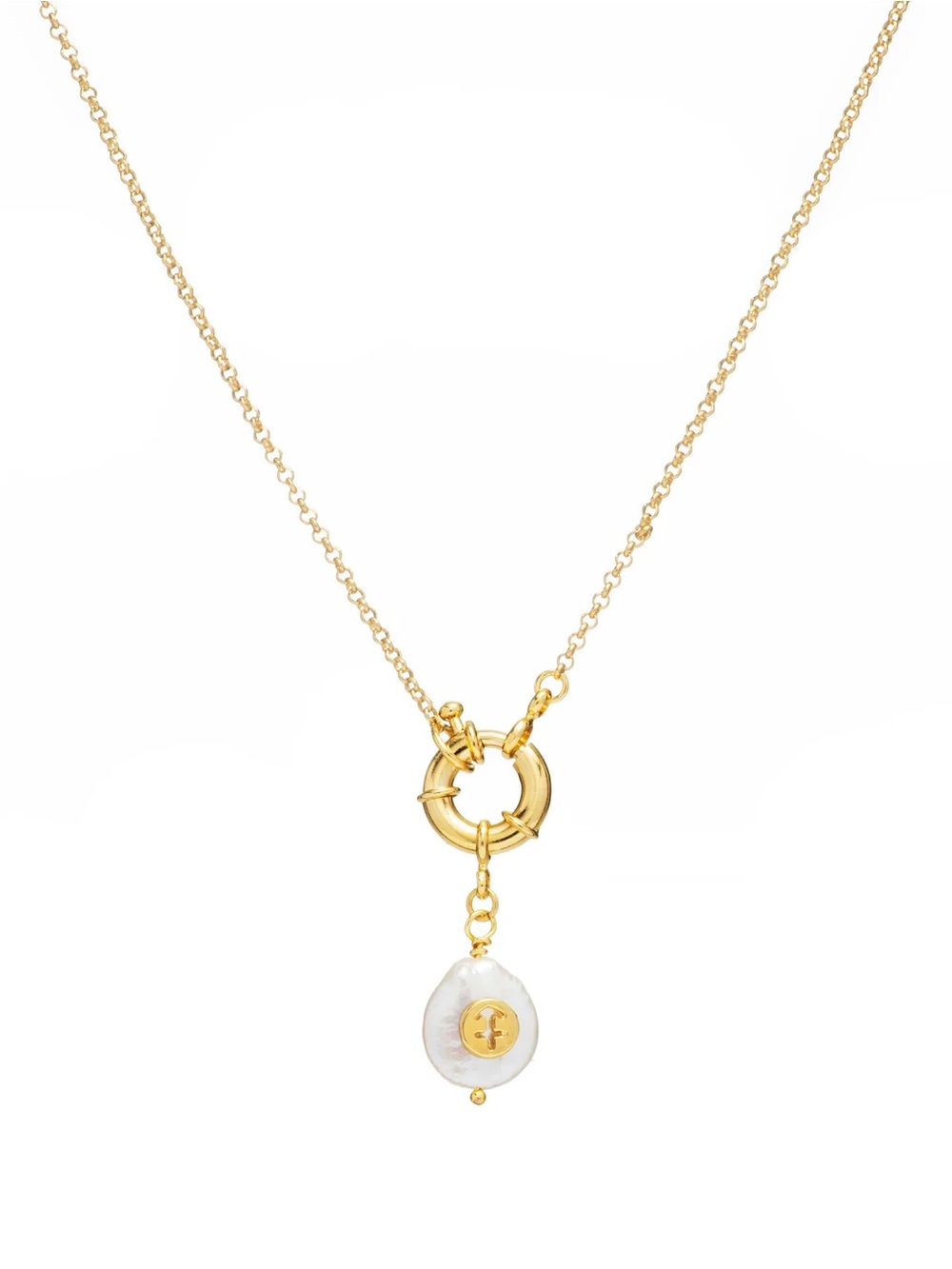 Sagittarius Zodiac Necklace Freshwater Pearl Charm - 24k gold plating
